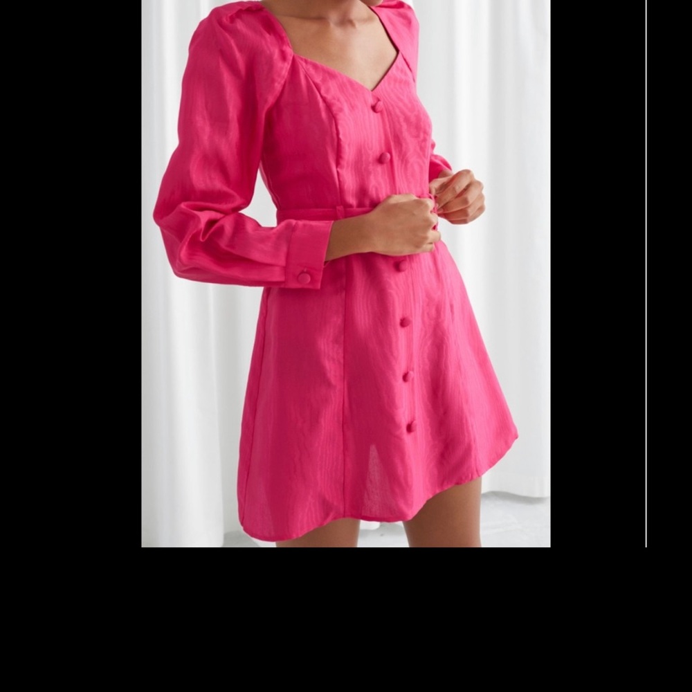& other stories puff sleeve belted mini dress